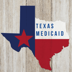 State of Texas with words Texas Medicaid