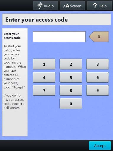 Image of where to enter your access code.