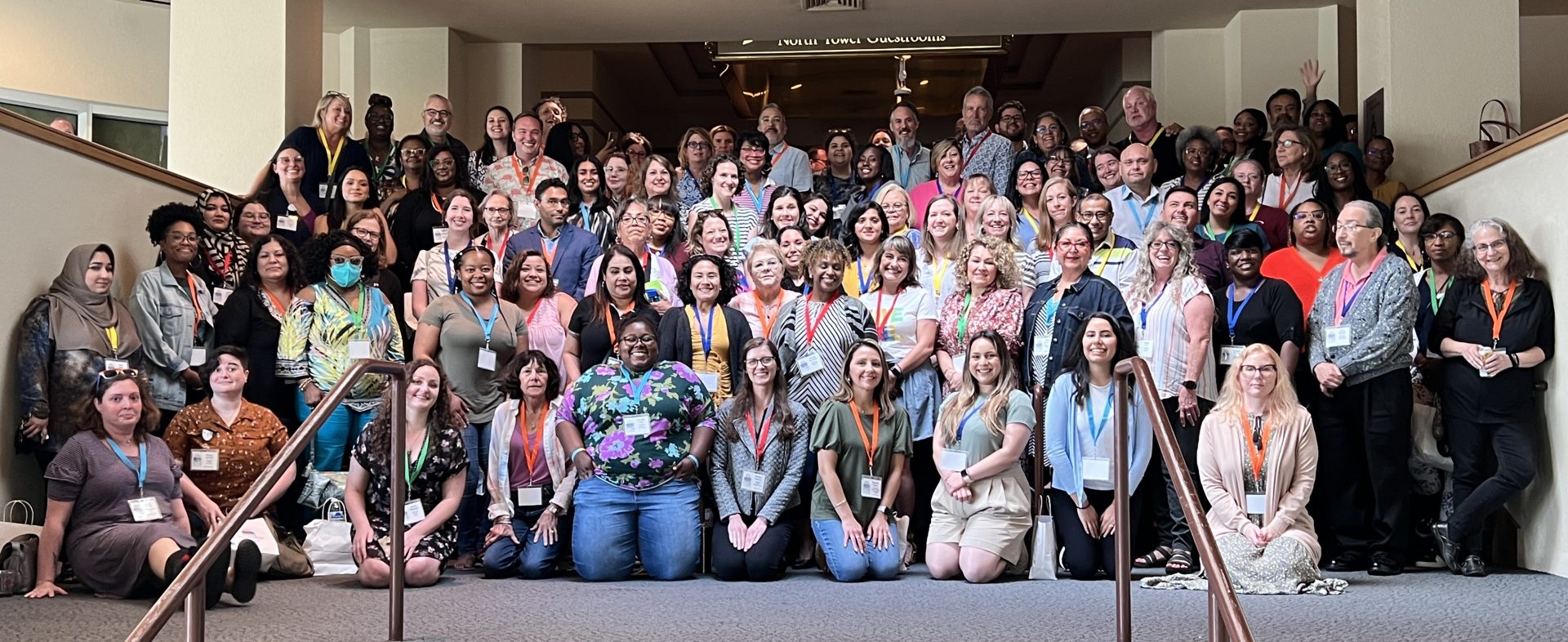 Many members of the DRTx staff pose for a photo at the all staff conference.